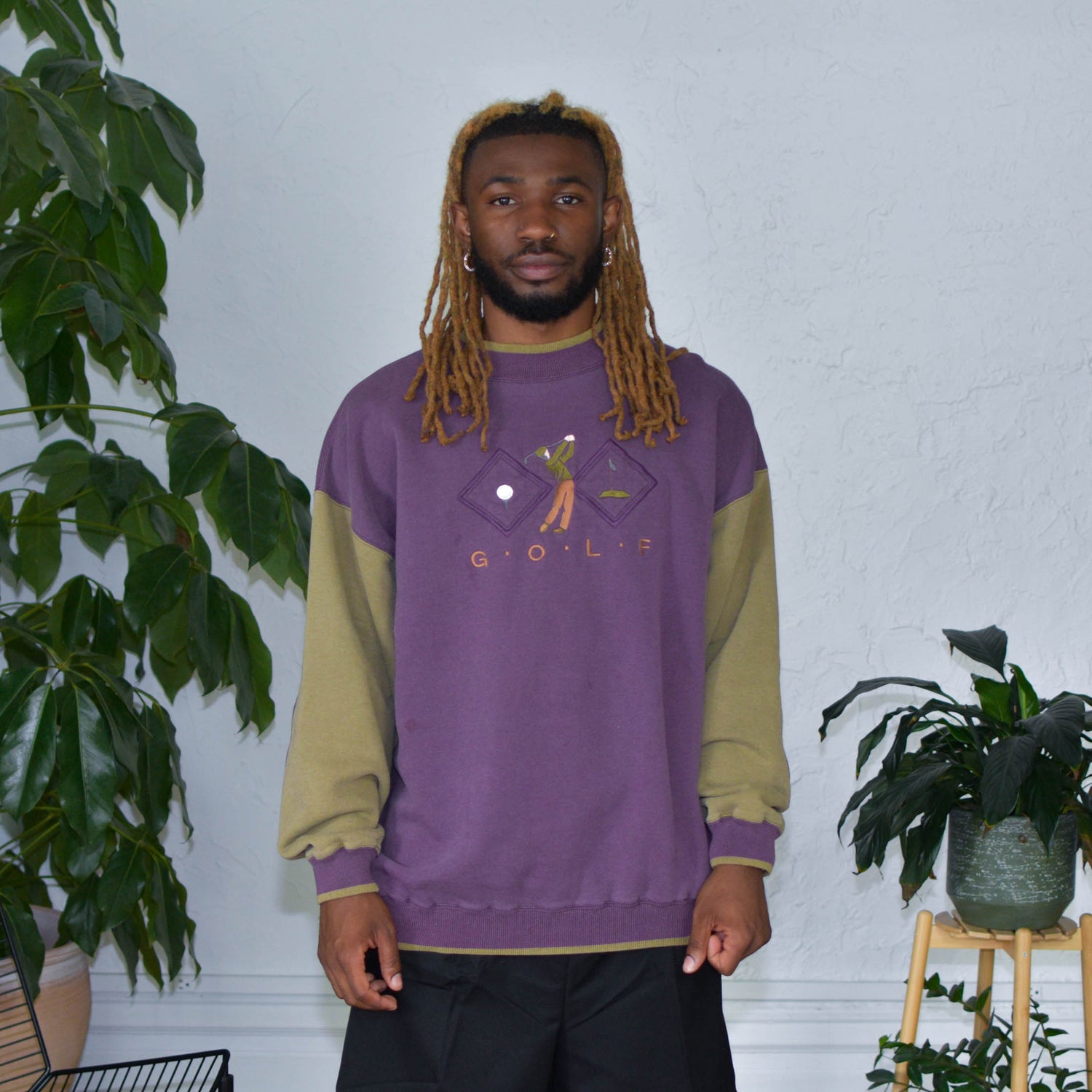 Vintage Golf Elbow Patch Embroidered Sweatshirt