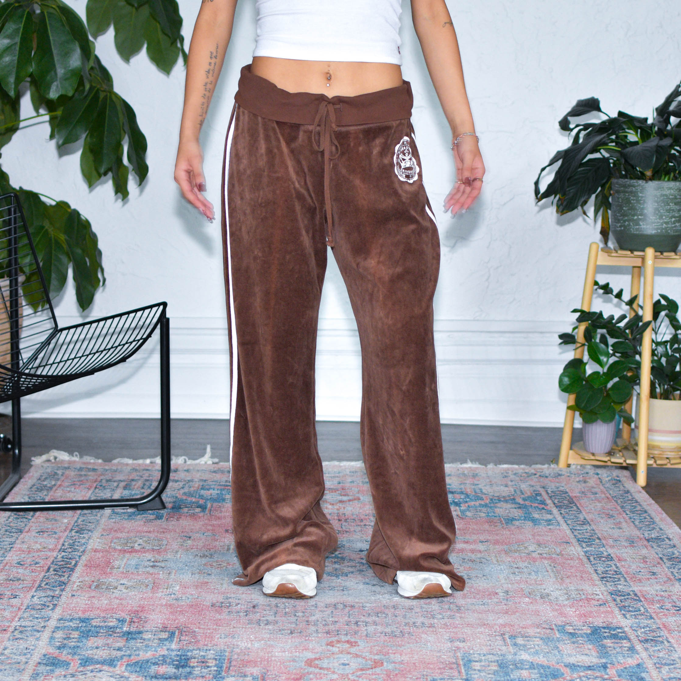 Vintage Y2K Mossimo Brown Velour Flare Track Pants