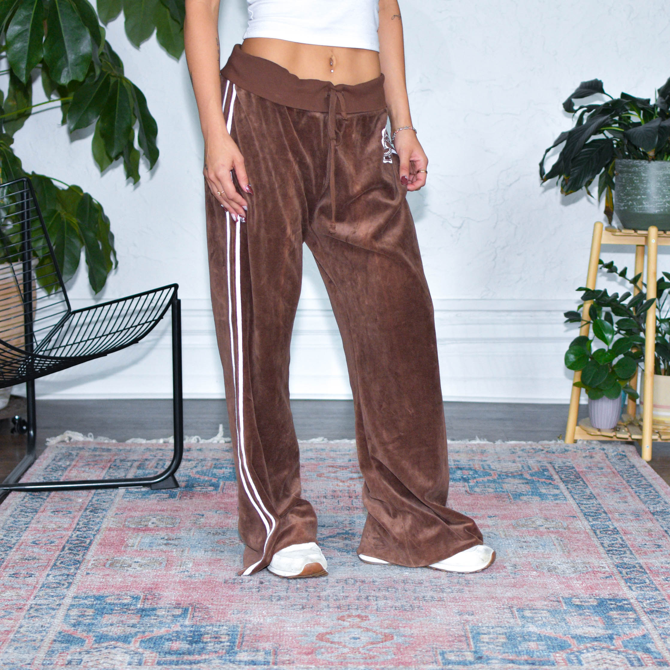 Vintage Y2K Mossimo Brown Velour Flare Track Pants