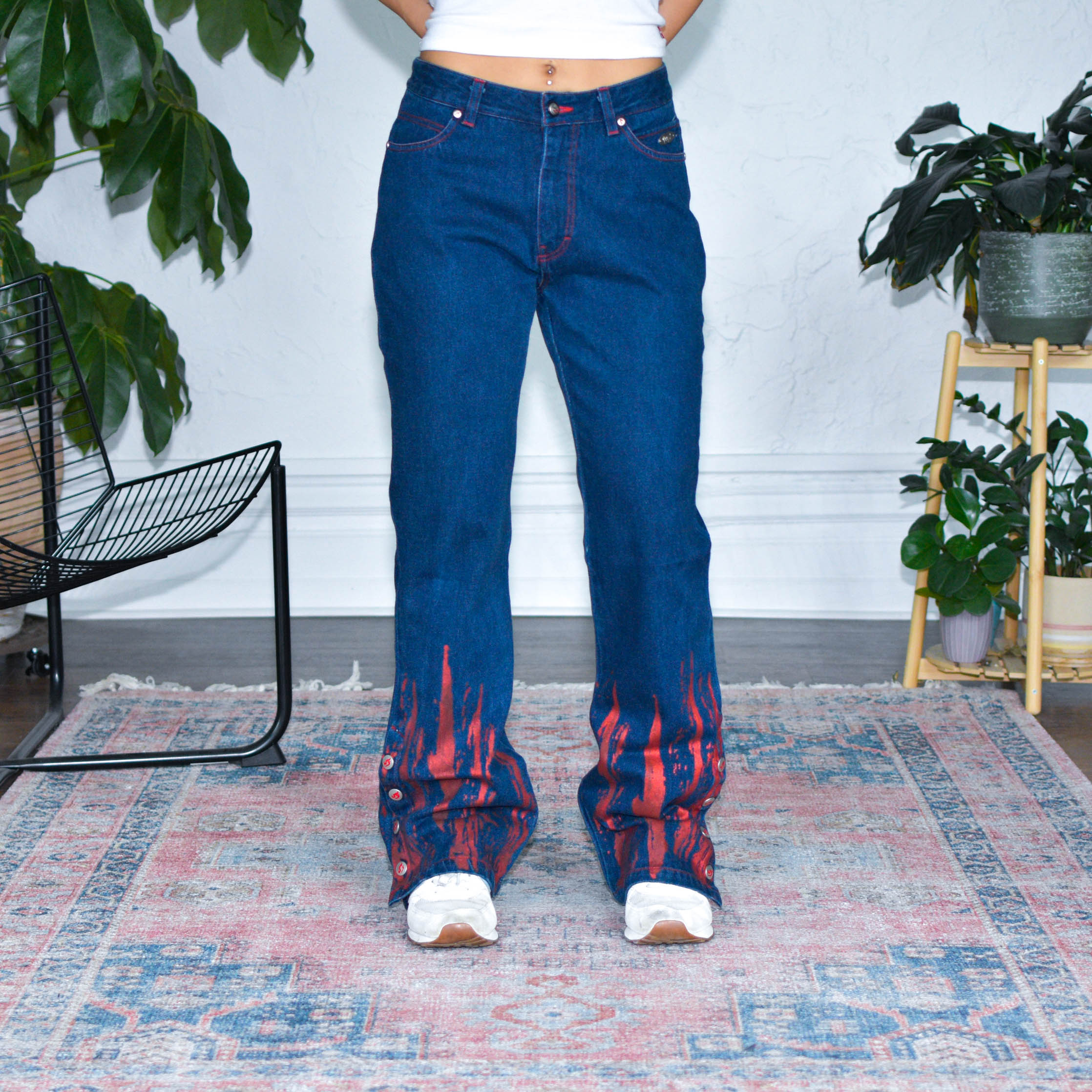 Vintage Y2K Femme Johnny Blaze Flame Denim Jeans