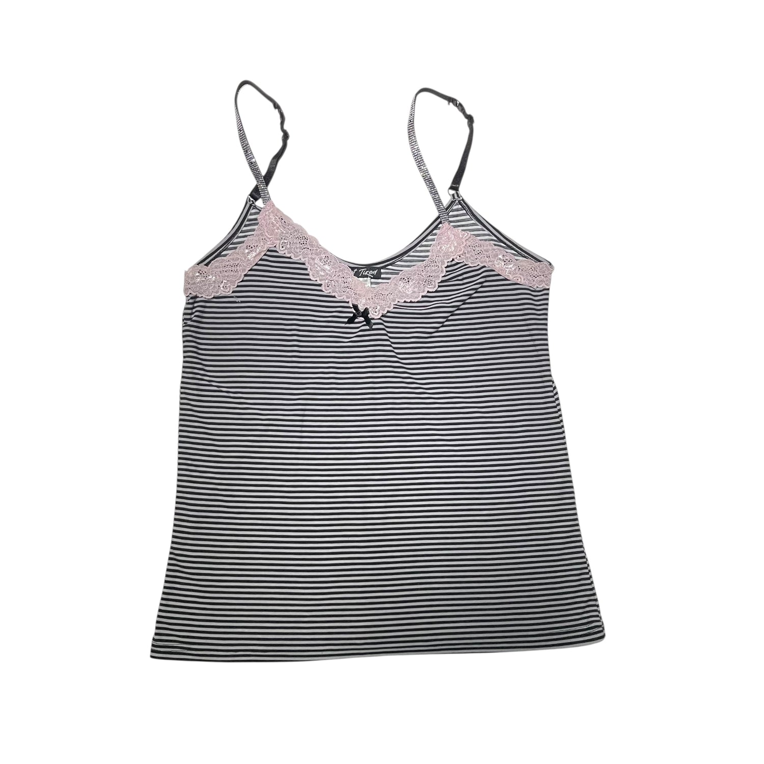 Y2K Striped Not Tired Lace Camisole