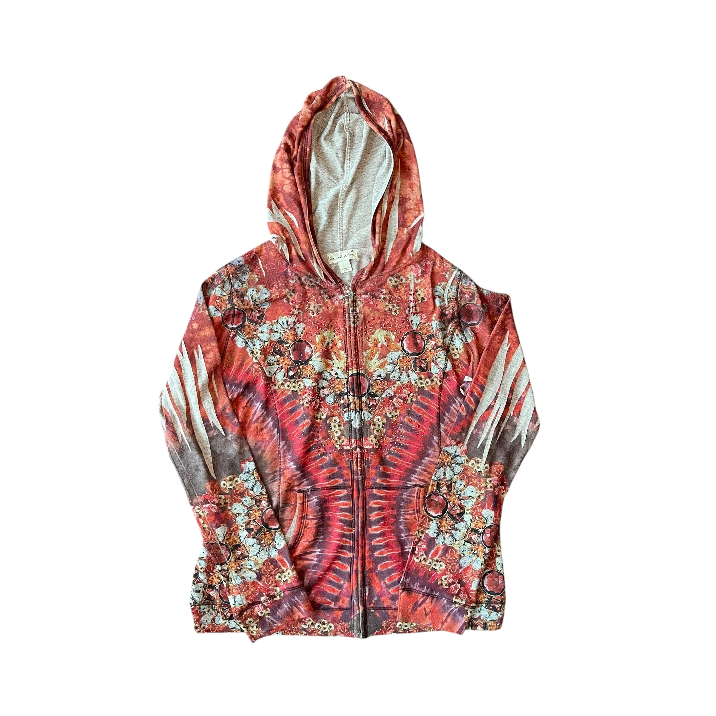 Vintage Y2K All-Over-Print Live &amp; Let Live Hoodie