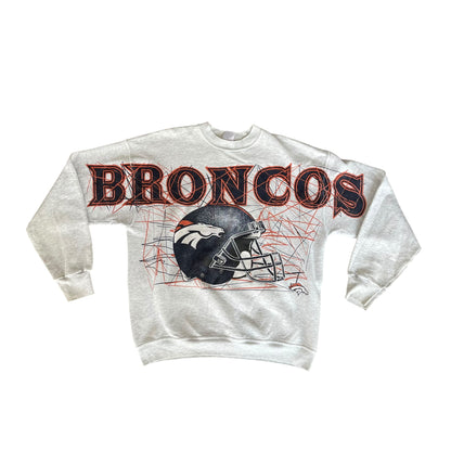 Vintage Denver Broncos Gray Spell-Out Crewneck