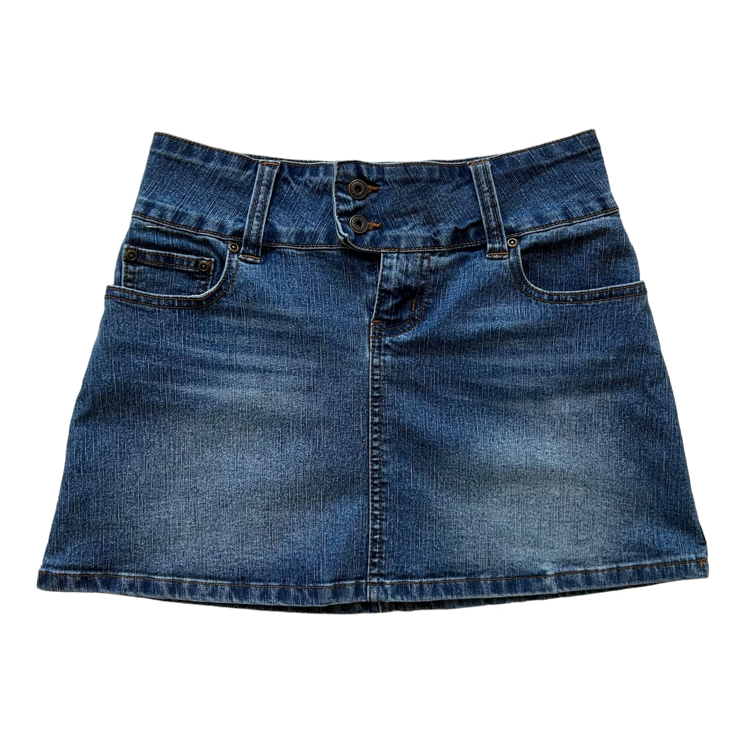 Y2k Denim Embroidered Pocket Mini Skirt