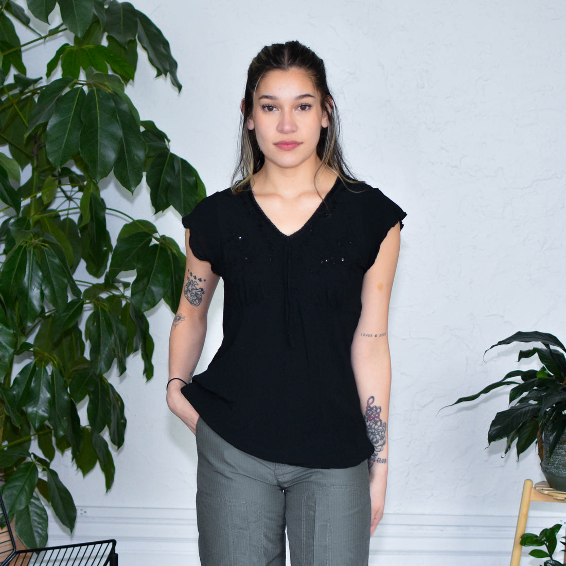 Vintage Faded Glory Beaded Blouse