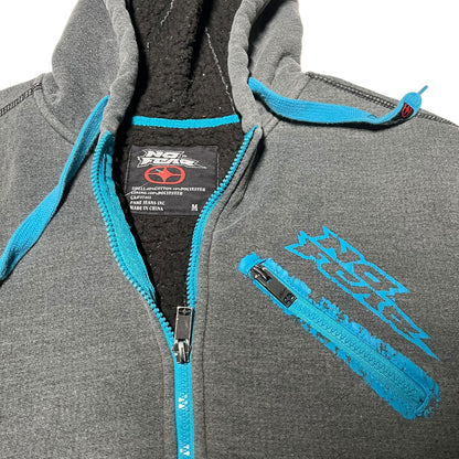 Y2K No Fear Fleece-Lined Zip-Up Hoodie