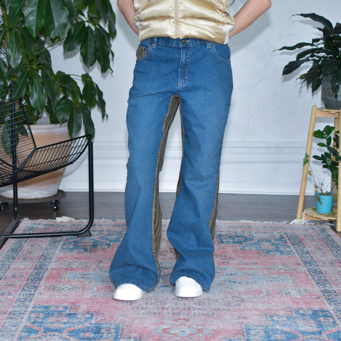 Y2k Vezucci Corduroy Back Denim Flare Pants
