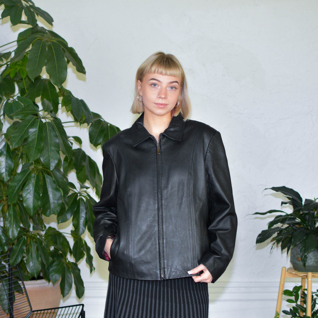 Y2k Croft & Barrow Black Leather Femme Jacket