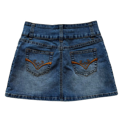 Y2k Denim Embroidered Pocket Mini Skirt