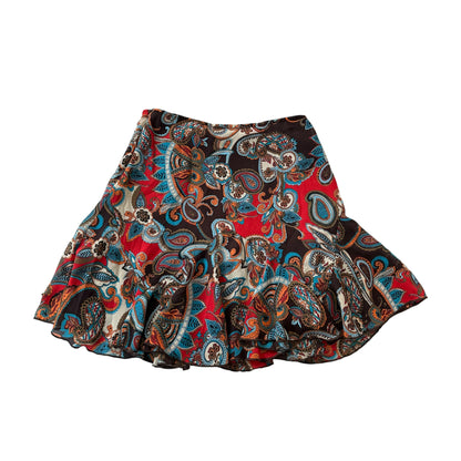 Y2k Paisley Flowy Mini Skirt