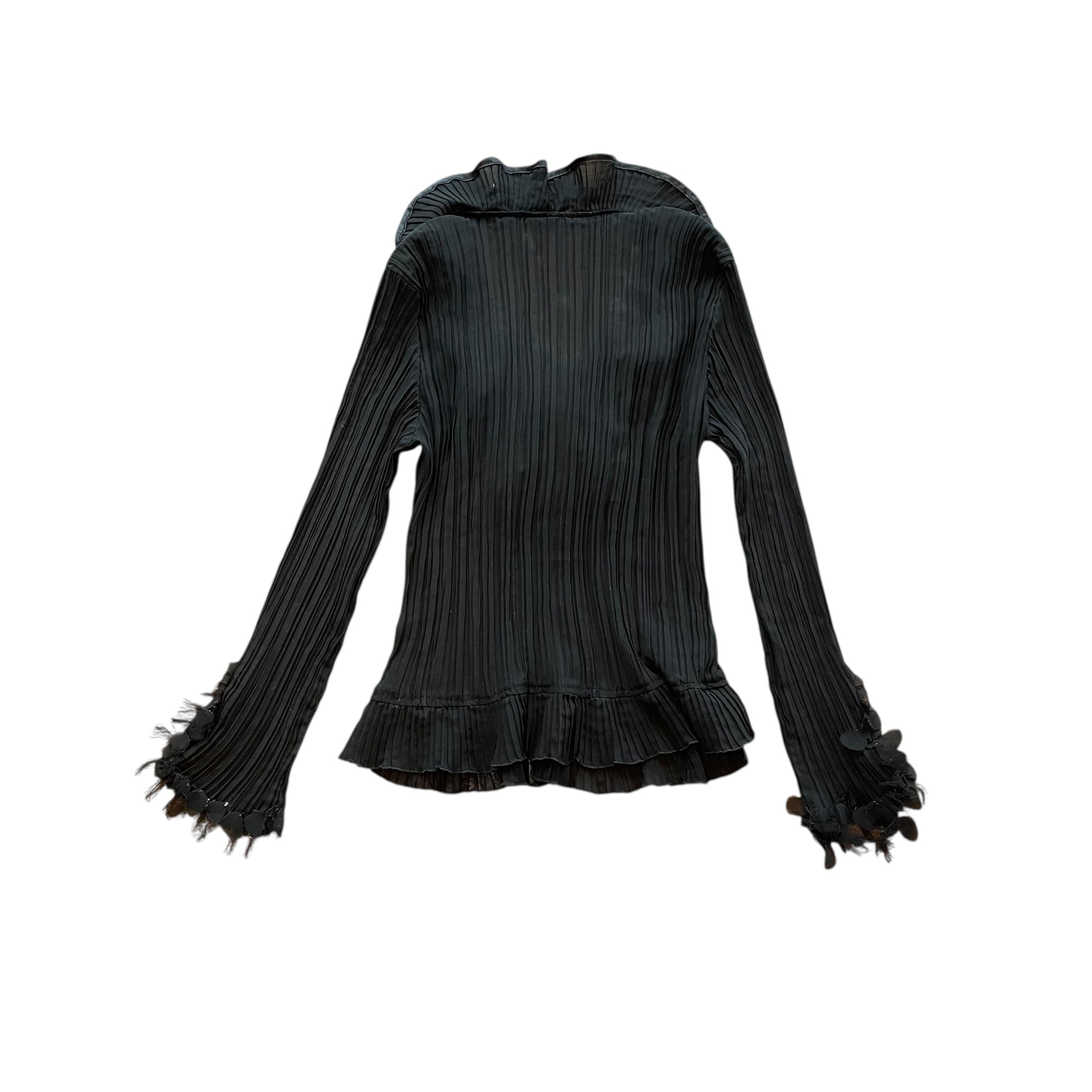 Vintage Black Pleated Blouse