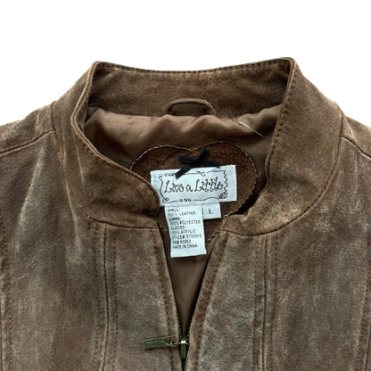 Vintage Y2K Live a Little Leather &amp; Knit Jacket