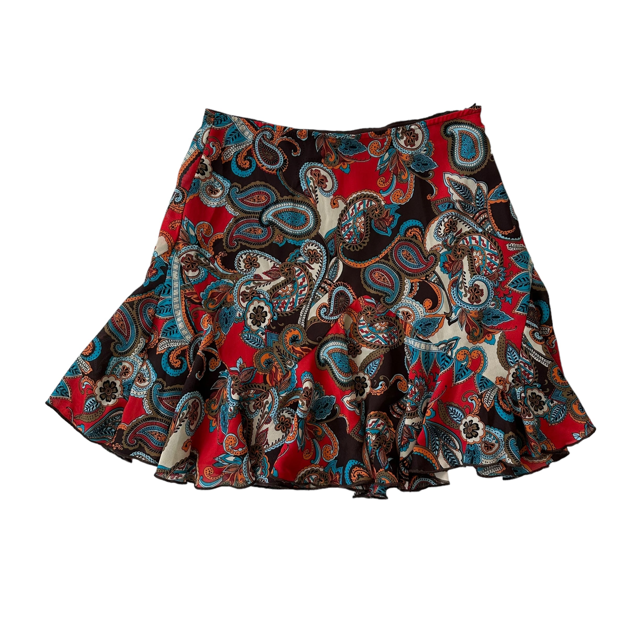 Y2k Paisley Flowy Mini Skirt