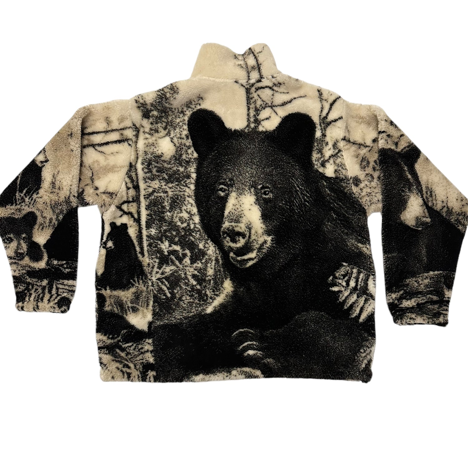 Vintage Black Mountain Bear Graphic Fleece Jacket