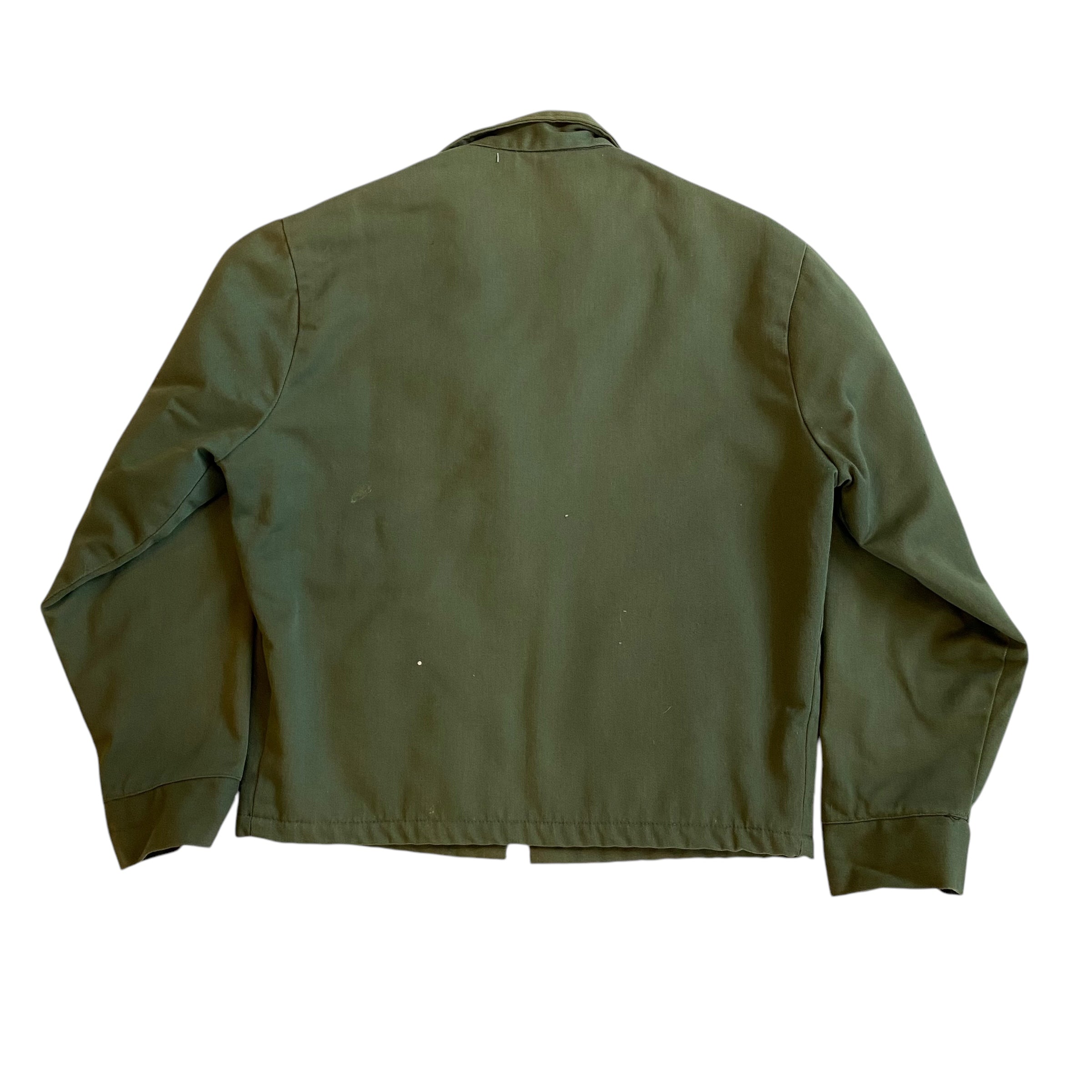 Vintage Green Military Fleece-Lined Bomber Jacket