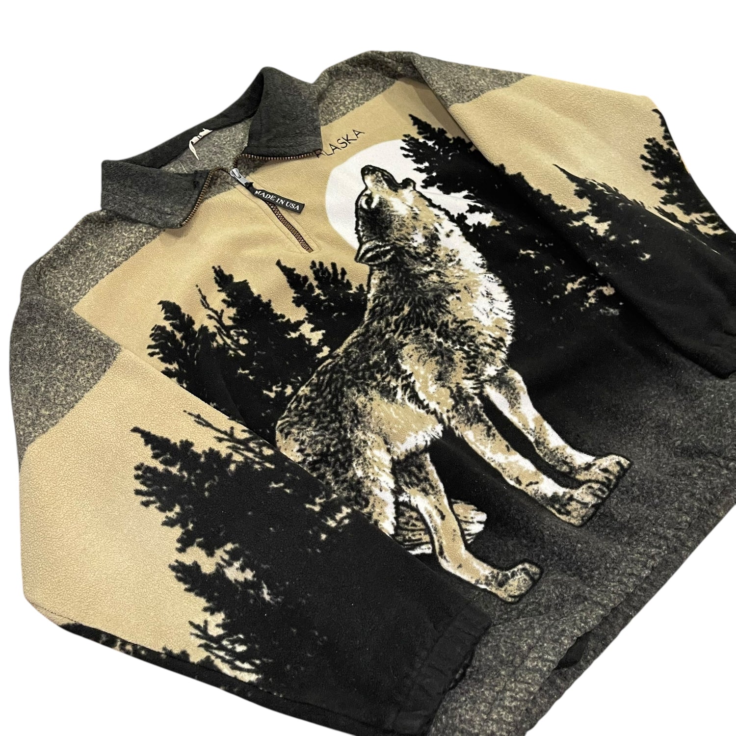 Vintage Wolf in the Woods Fleece Jacket