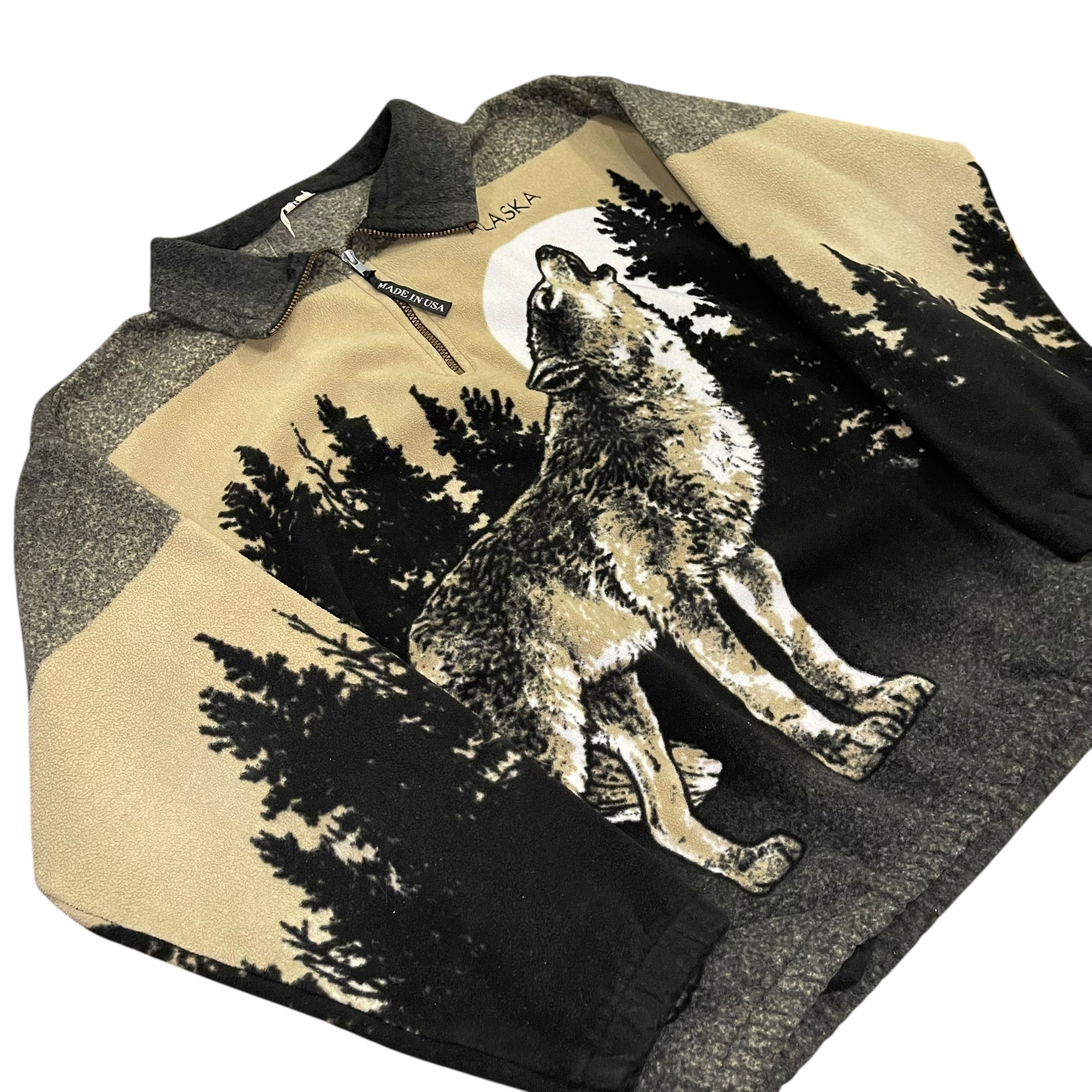 Vintage Wolf in the Woods Fleece Jacket