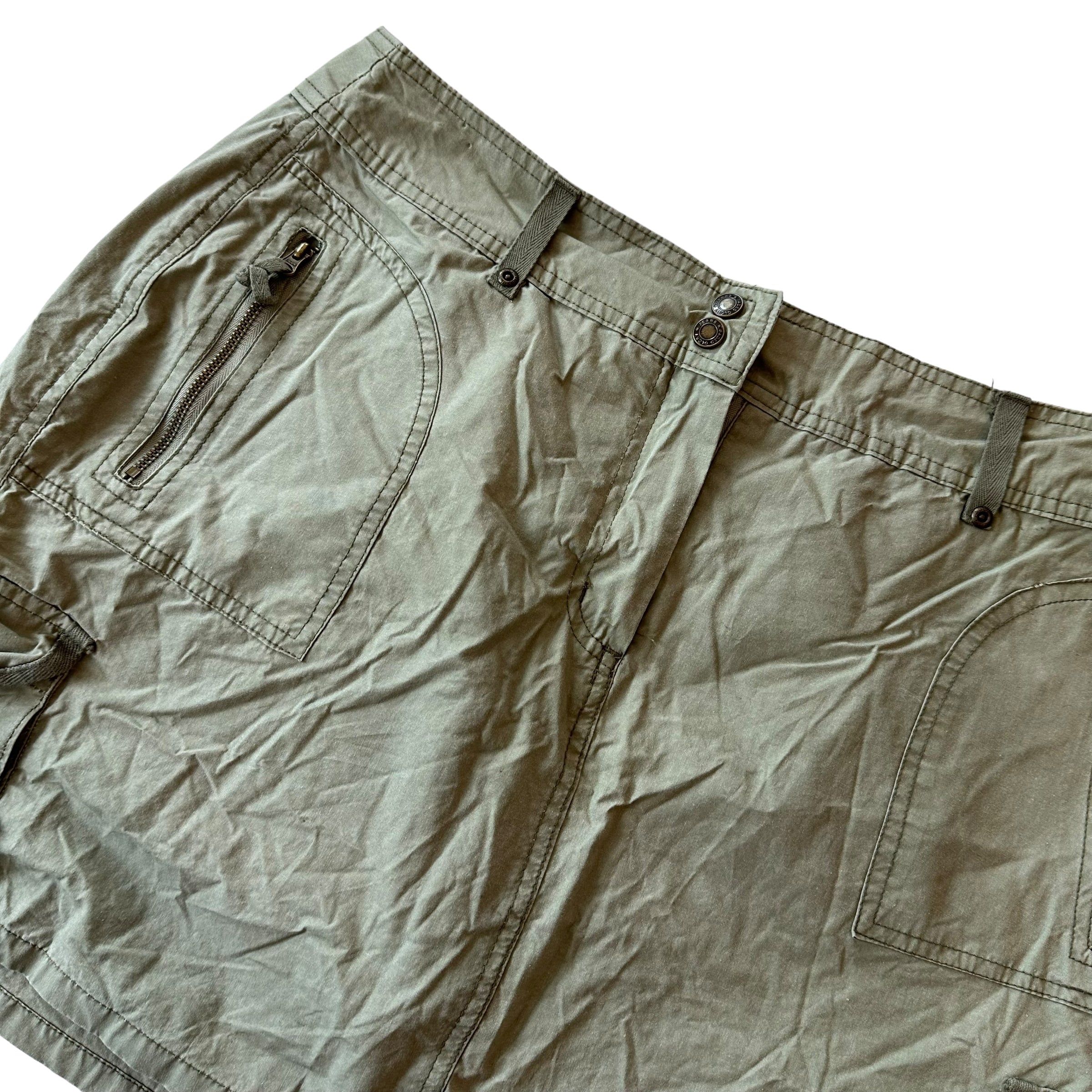 Y2k Faded Glory Green Cargo Mini Skirt