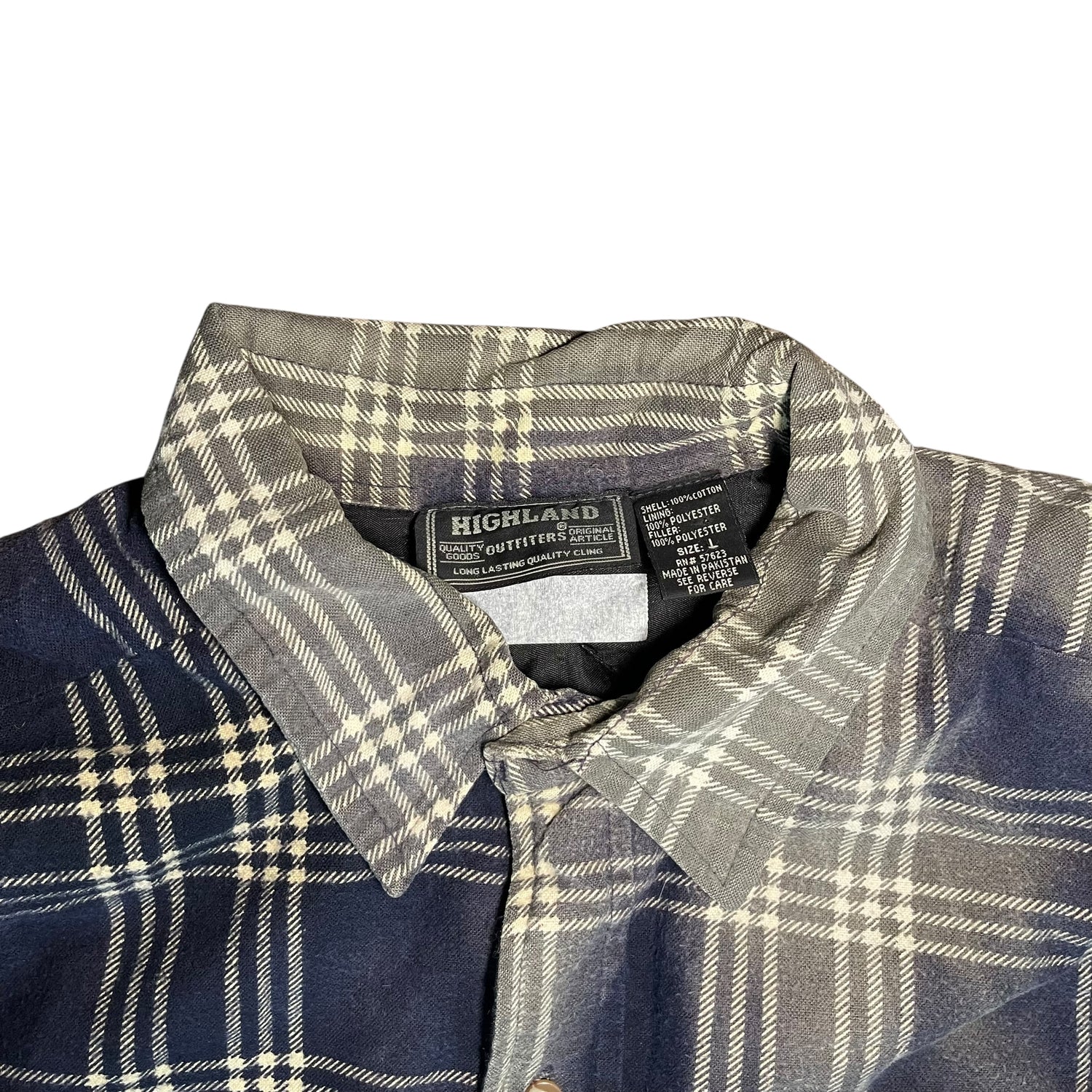 Vintage Quilted &amp; Distressed Navy Flannel Jacket