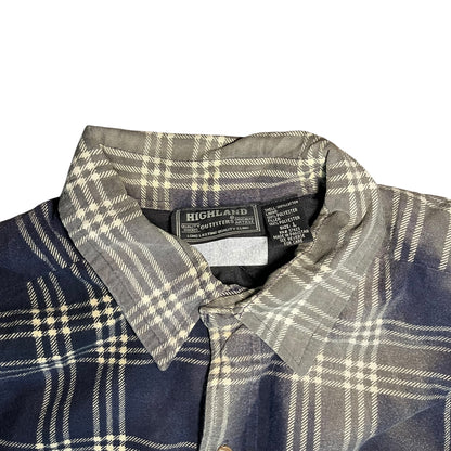 Vintage Quilted &amp; Distressed Navy Flannel Jacket