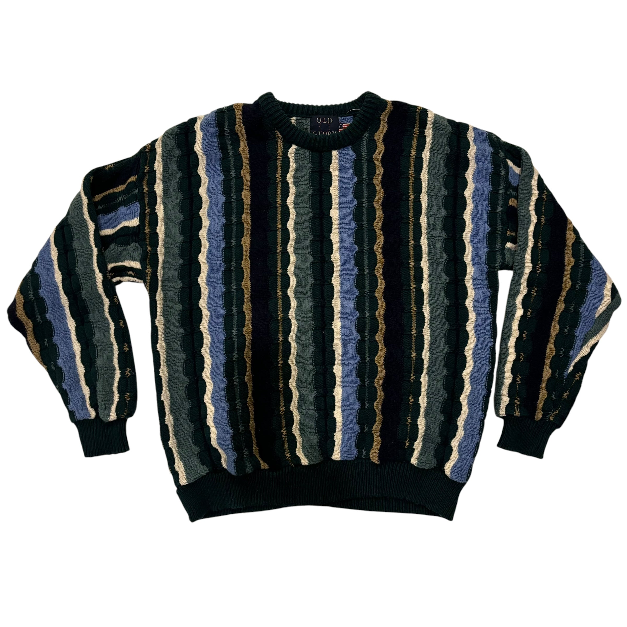 Vintage Striped 3D Knit Sweater