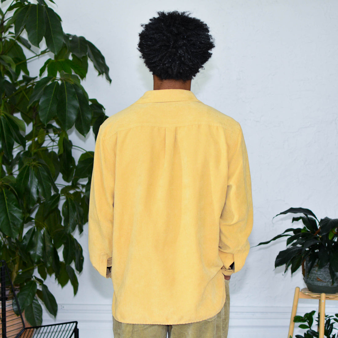 Vintage White Stag Suede Long Sleeve Button Up