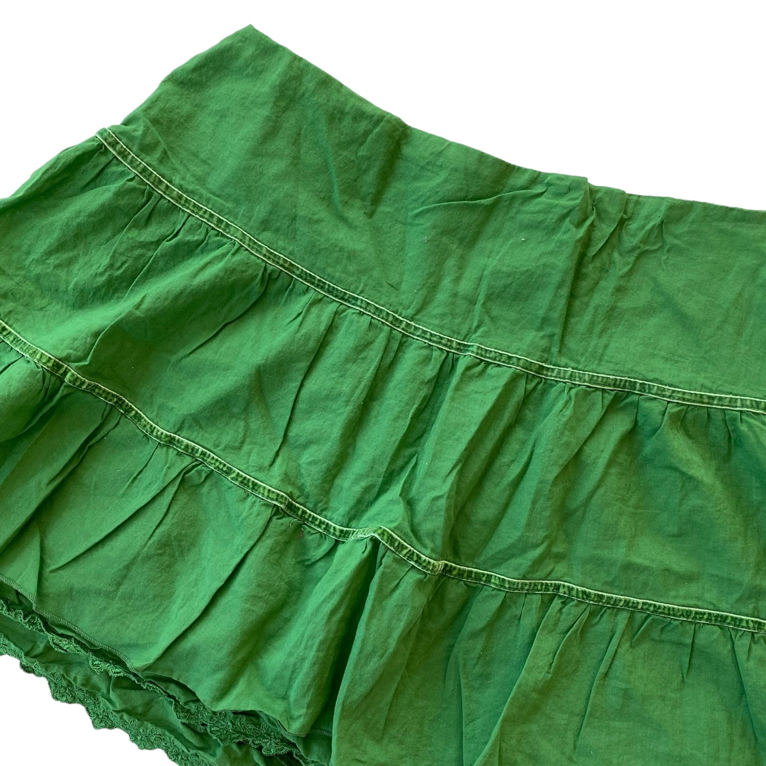 Y2k Green Ruffle Mini Skirt