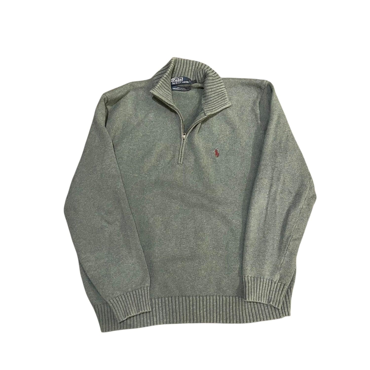 Y2K Polo Ralph Lauren Sea Moss Knit Quarter Zip Sweater
