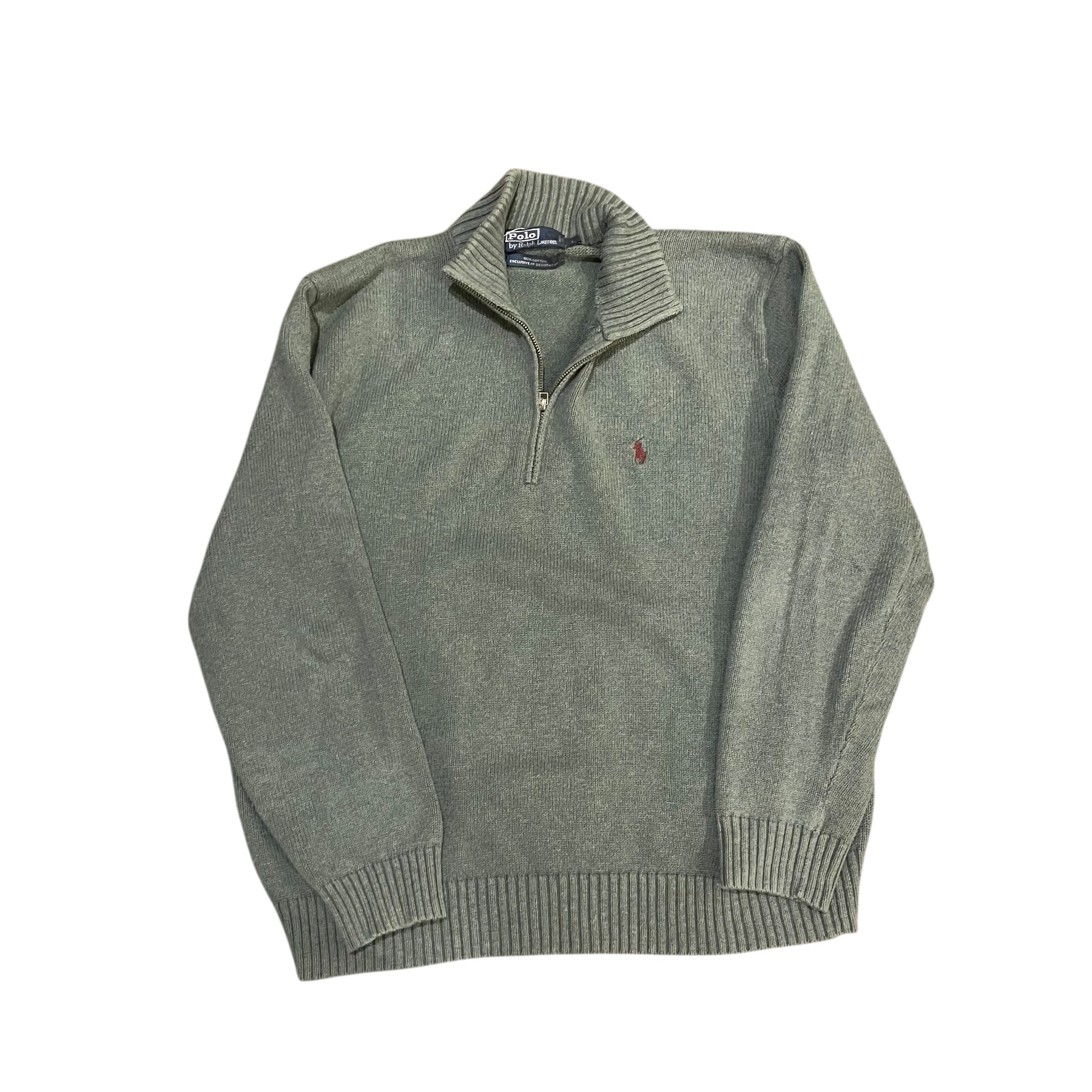 Y2K Polo Ralph Lauren Sea Moss Knit Quarter Zip Sweater