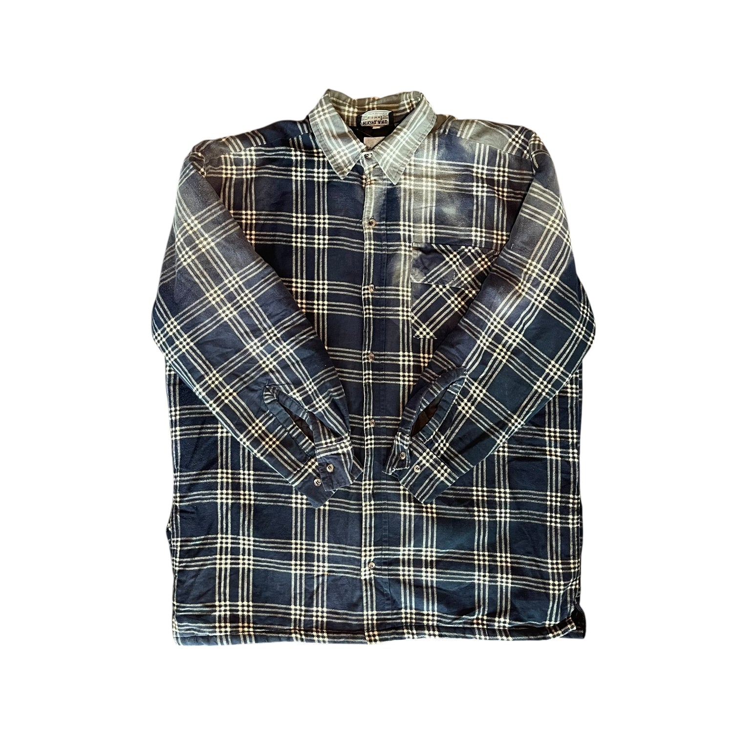 Vintage Quilted &amp; Distressed Navy Flannel Jacket