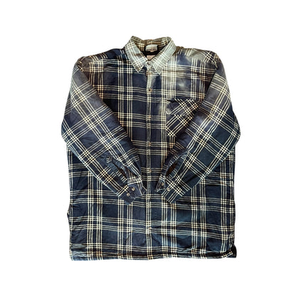 Vintage Quilted &amp; Distressed Navy Flannel Jacket