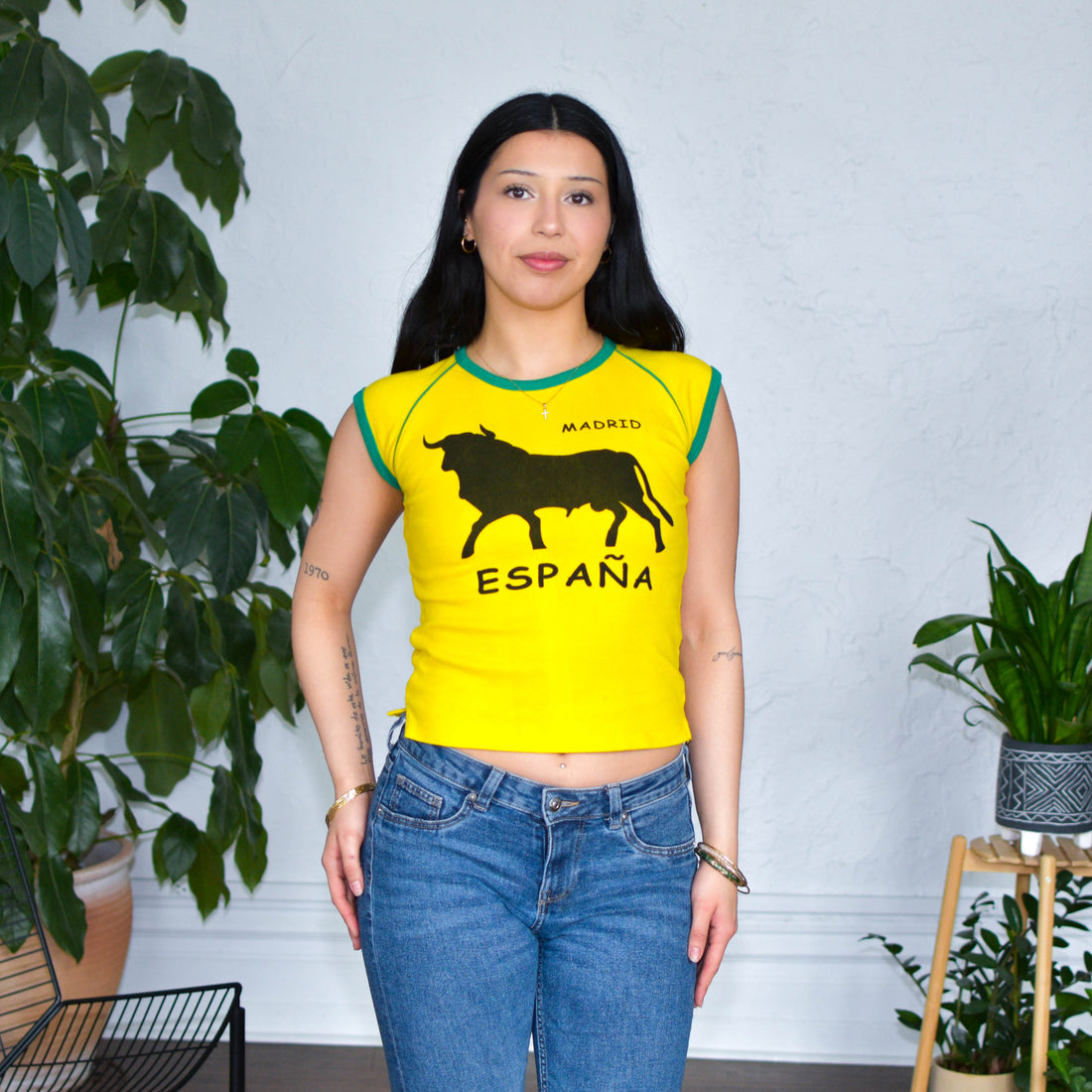 Vintage Y2K Femme Madrid Ringer Graphic T-Shirt