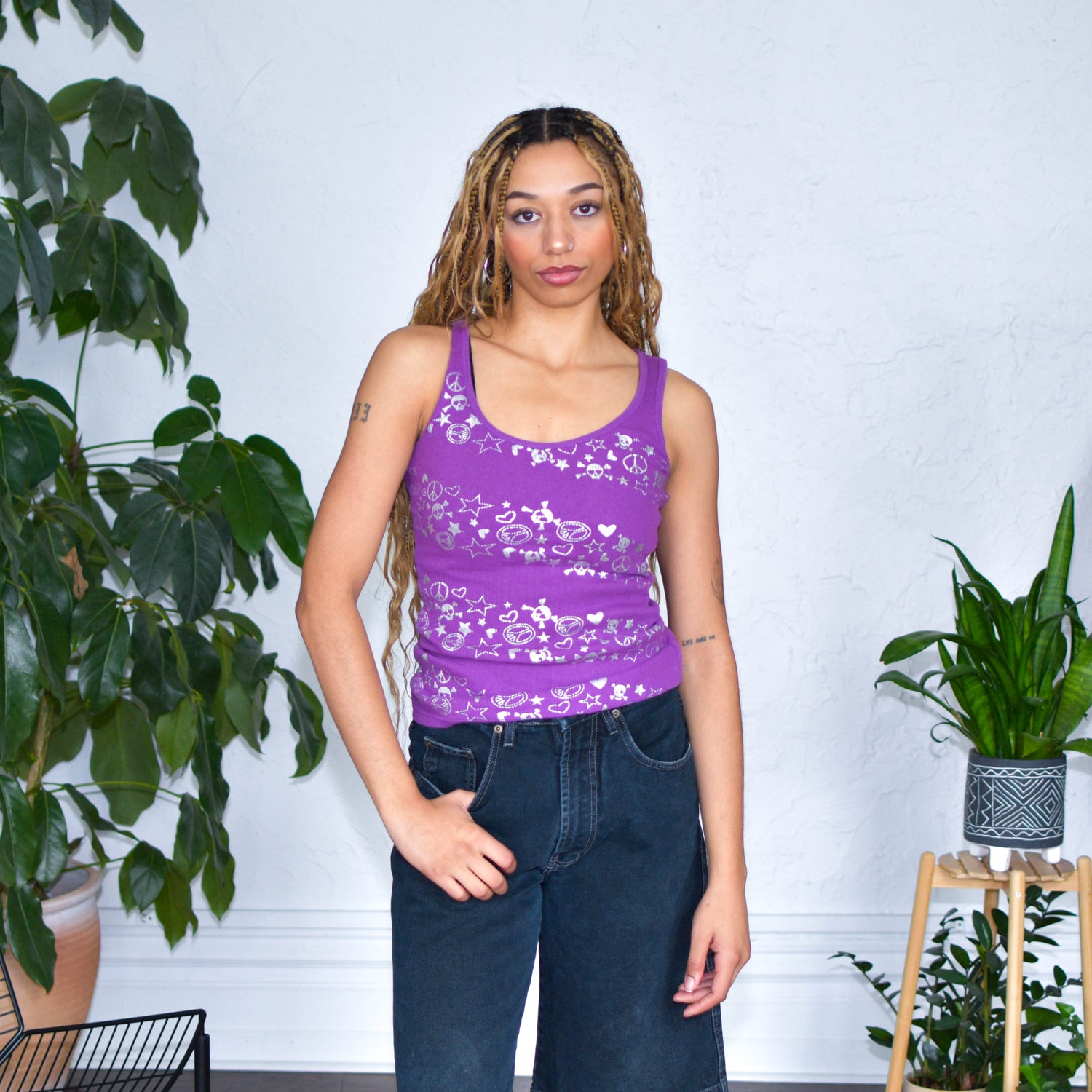Vintage Y2K Girl Rebel Purple Tank Top