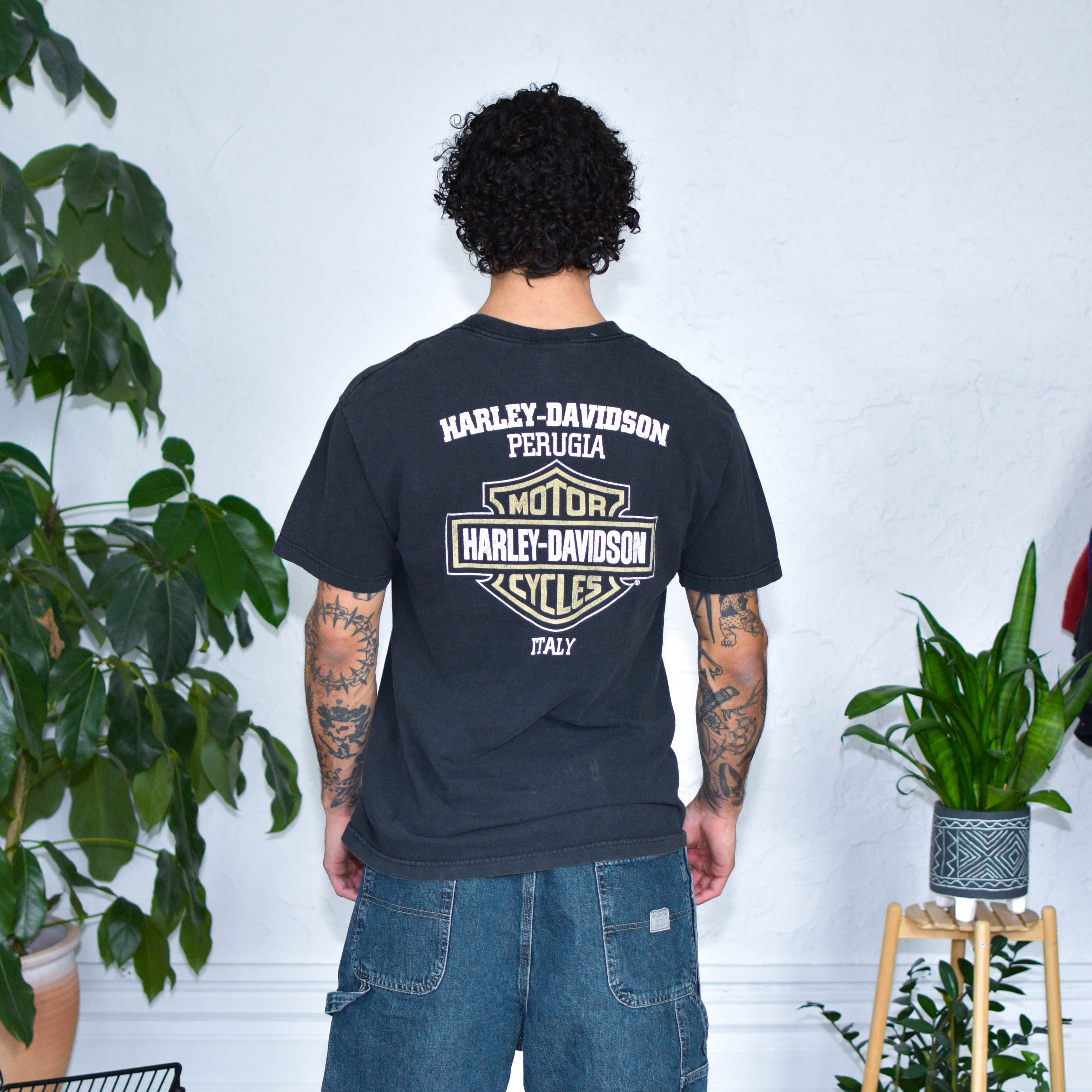 Vintage Harley Davidson Perugia Italy Graphic T-Shirt