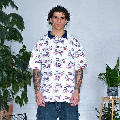 Vintage 90s Tommy Hilfiger AOP Polo Shirt