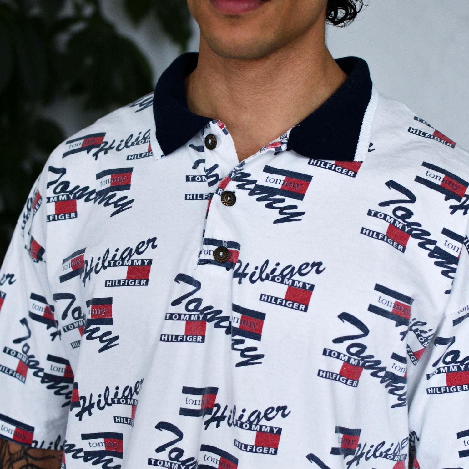 Vintage 90s Tommy Hilfiger AOP Polo Shirt