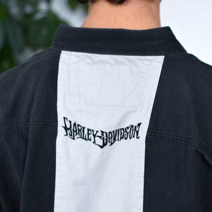 Vintage Harley Davidson Embroidered Eagle Bowling Shirt