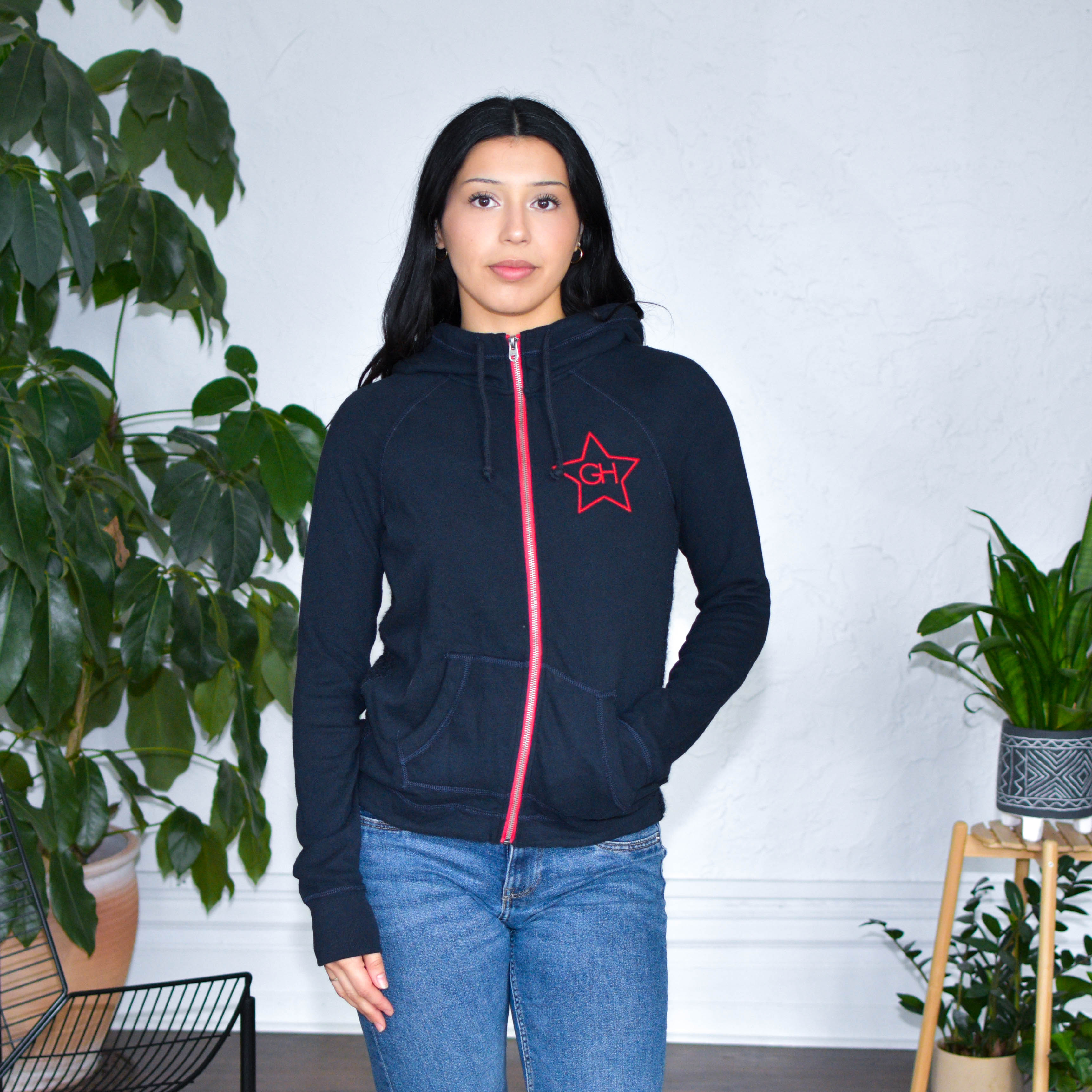 Vintage 2000s Gilly Hicks Navy Knit Zip-Up Hoodie