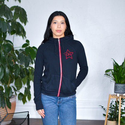 Vintage 2000s Gilly Hicks Navy Knit Zip-Up Hoodie