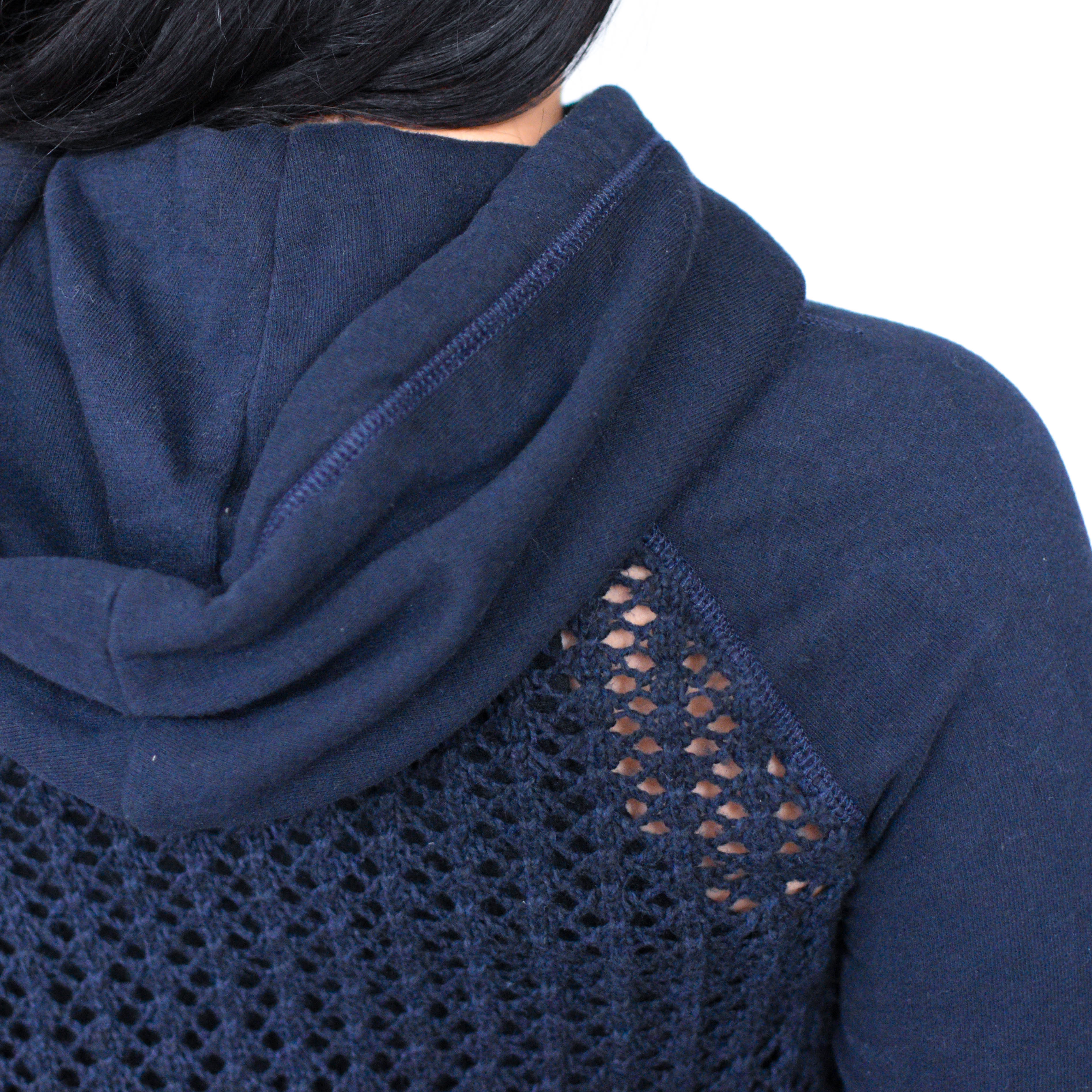 Vintage 2000s Gilly Hicks Navy Knit Zip-Up Hoodie