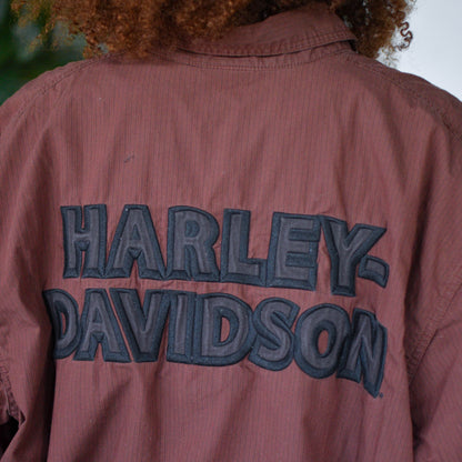 Vintage Harley Davidson Brown Button Up