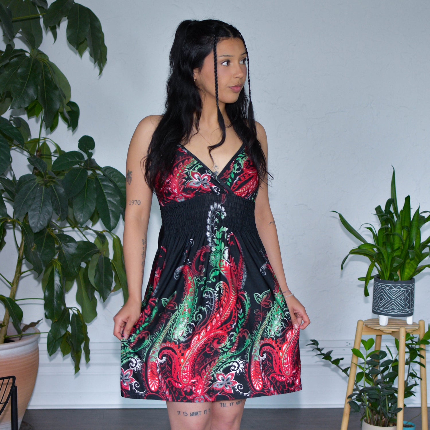Vintage All-Over-Print Floral Mini Dress
