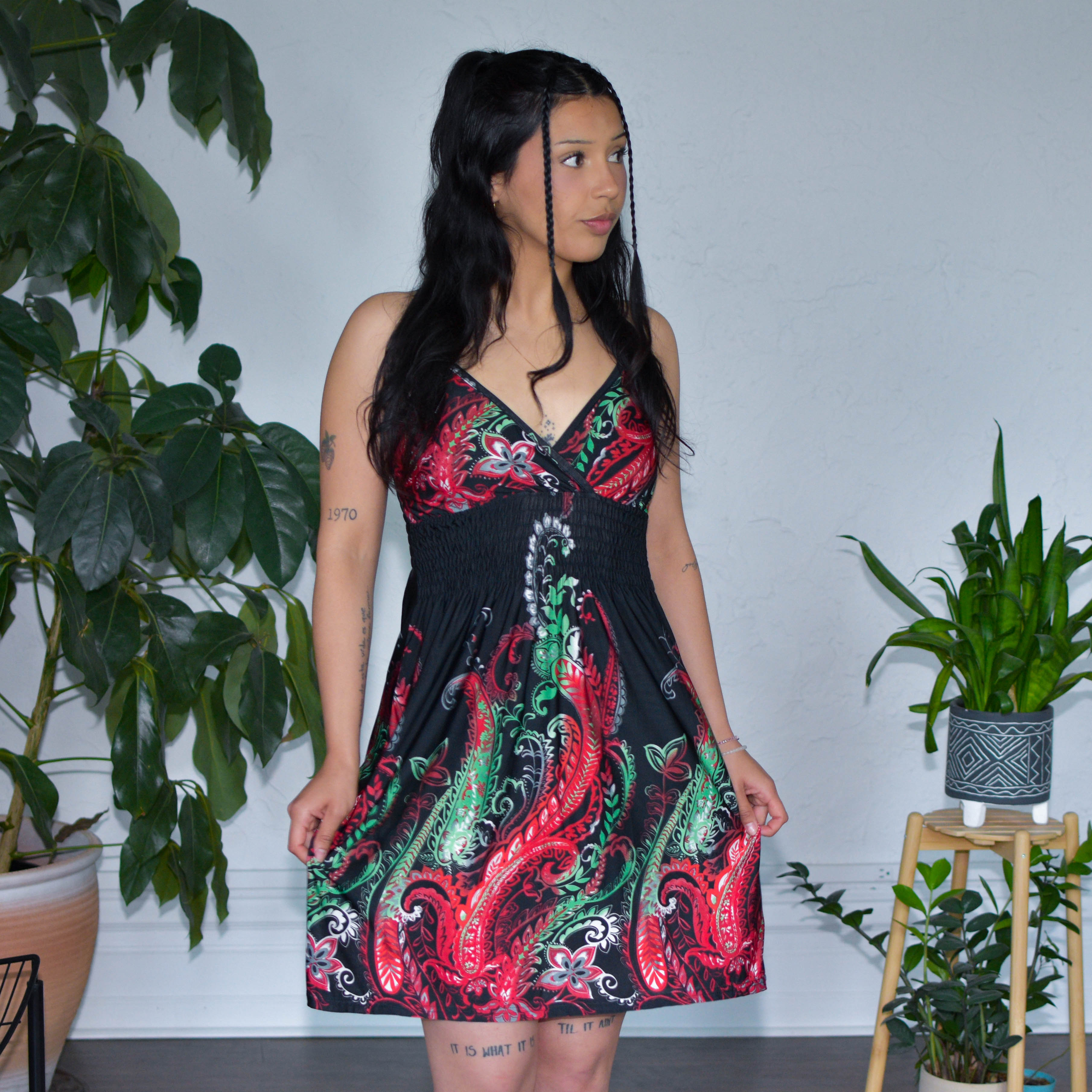 Vintage All-Over-Print Floral Mini Dress