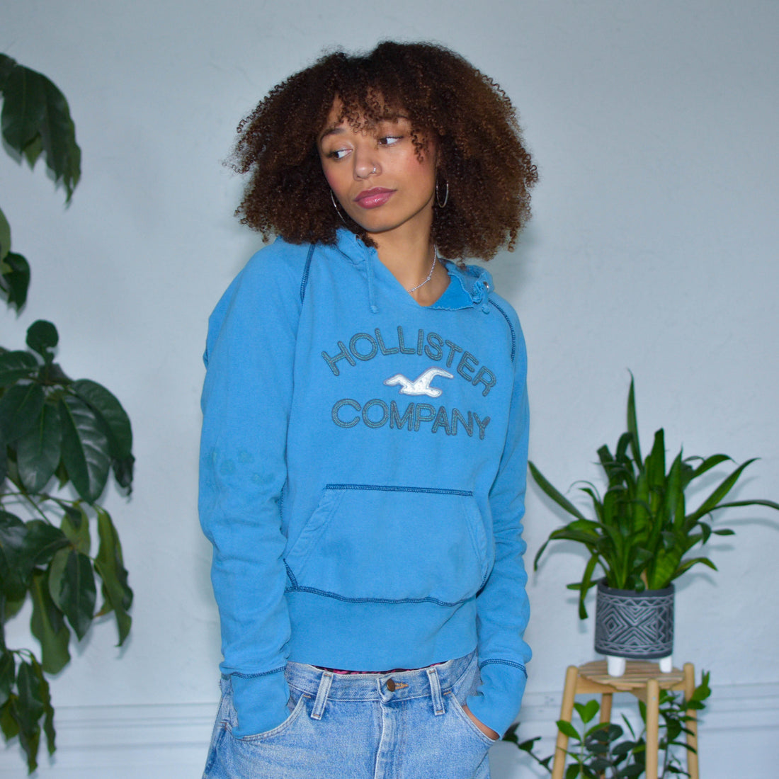 Vintage Hollister Ripped Neckline Hoodie