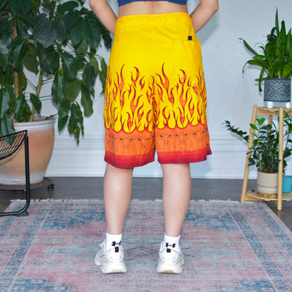Vintage Y2K Utility Flaming Swim Trunks