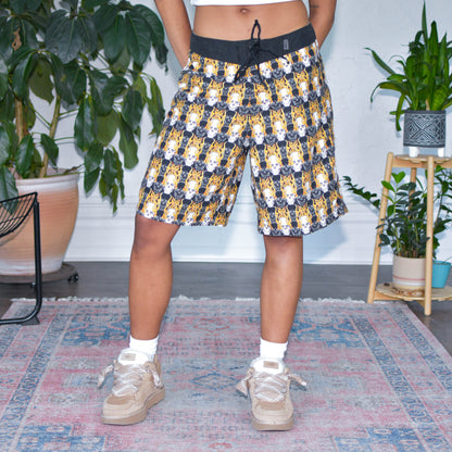 Vintage No Fear Flaming Skull Swim Trunks