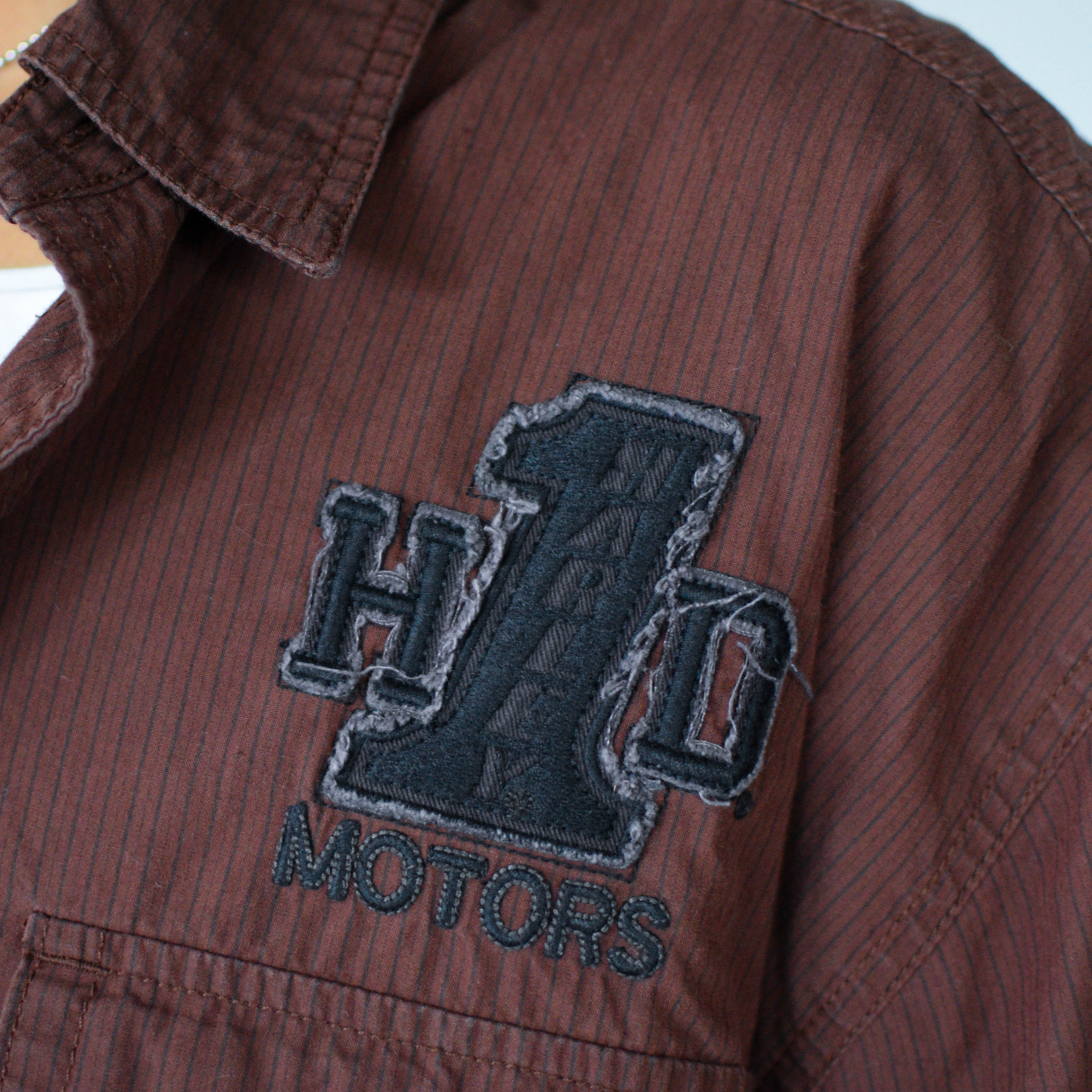 Vintage Harley Davidson Brown Button Up