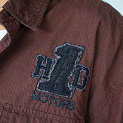 Vintage Harley Davidson Brown Button Up