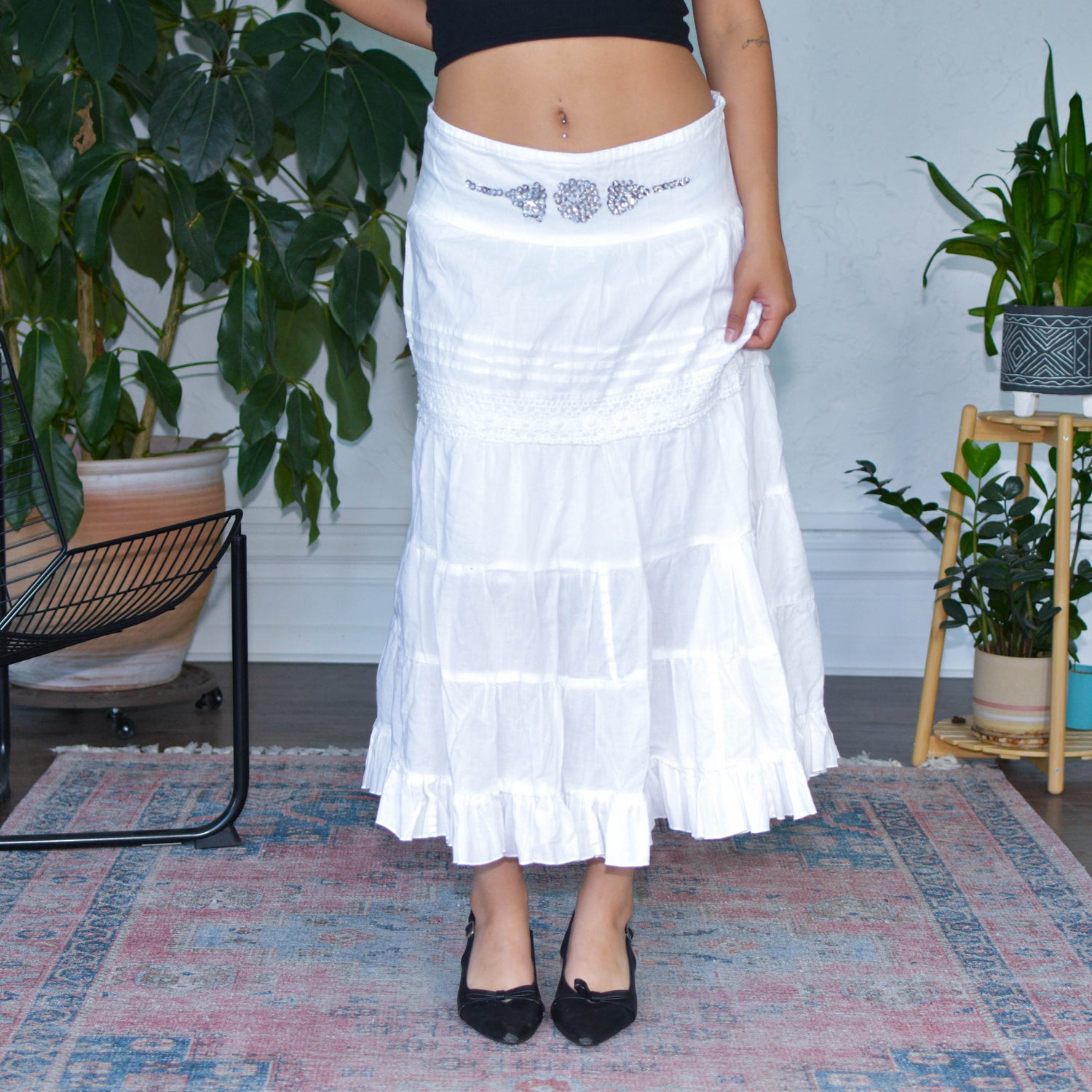 Vintage Y2K SXY JNS White Maxi Skirt