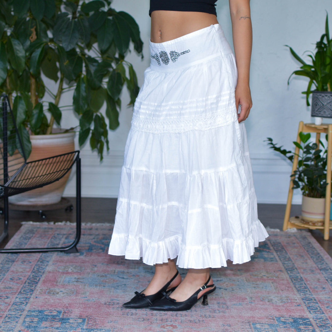 Vintage Y2K SXY JNS White Maxi Skirt